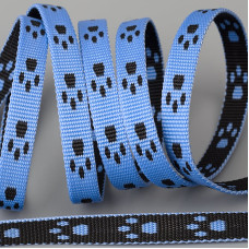 Стрічка ремінна, 10 мм для нашийників та повідців, блакитна ТХ-10-ПП (лапки)