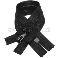 YKK Блискавка спіднична, спіральна, плоска DA (тип 2), (18см), чорний (580)