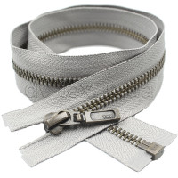 YKK Молния металлическая (тип 5) (антик), (60см), один бегунок, разъемная, серый (225)