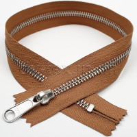 YKK Молния металлическая (тип 5) (никель), (40см), один бегунок, неразъемная, коричневый (086)