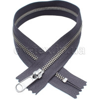 YKK Блискавка металева (тип 5) (нікель), (40cм), один бігунок, нероз'ємна, сірий (301)