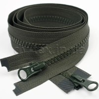 YKK Молния тракторная DA8LHD E/DA8LHD E (тип 5), разъемная, (100см), два бегунка, олива (567)