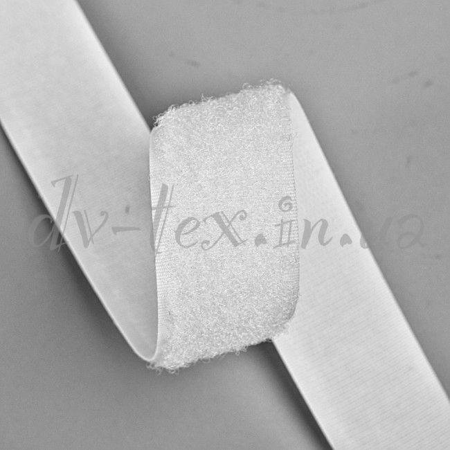 Застежка Velcro (липучка) 25 мм, ПЕТЕЛЬКИ, цвет белый (F25 LH 25 100 white 014)