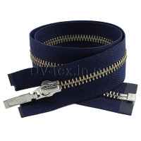 YKK Блискавка металева (тип 5) (нікель), (50см), один бігунок, роз'ємна, синій (919)