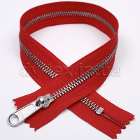 YKK Молния металлическая (тип 5) (никель), (40см), один бегунок, неразъемная, красный (820)