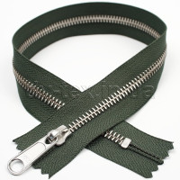 YKK Молния металлическая DFL (тип 5) (никель), (40см), один бегунок, неразъемная, олива (190)