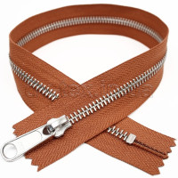 YKK Молния металлическая (тип 5) (никель), (40см), один бегунок, неразъемная, коричневый (079)