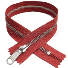 YKK Молния металлическая (тип 5) (никель), (40см), один бегунок, неразъемная, красный (140)